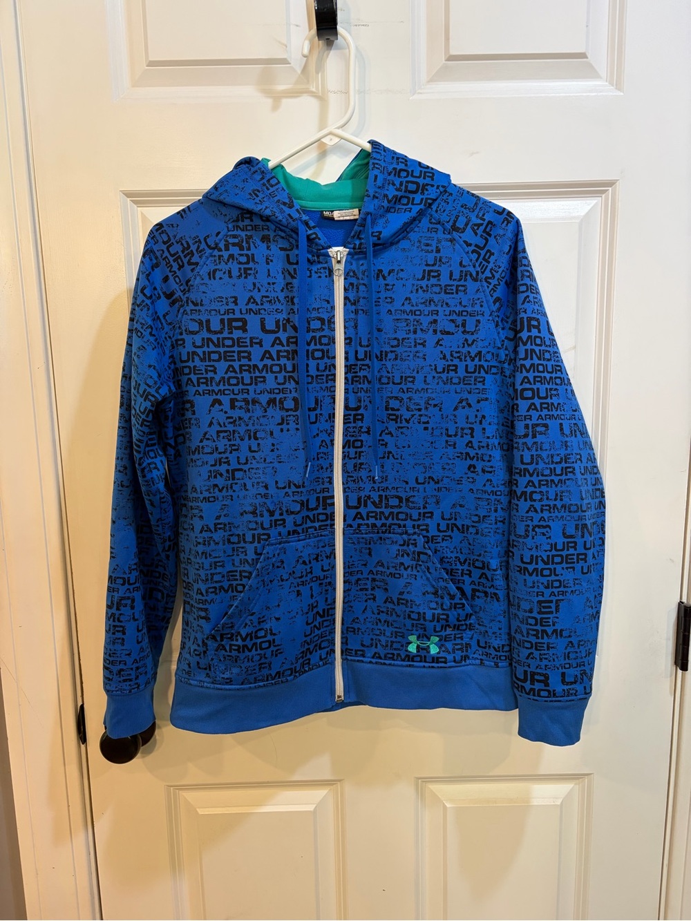 Under Armour Blue All-Over Logo Zip Hoodie